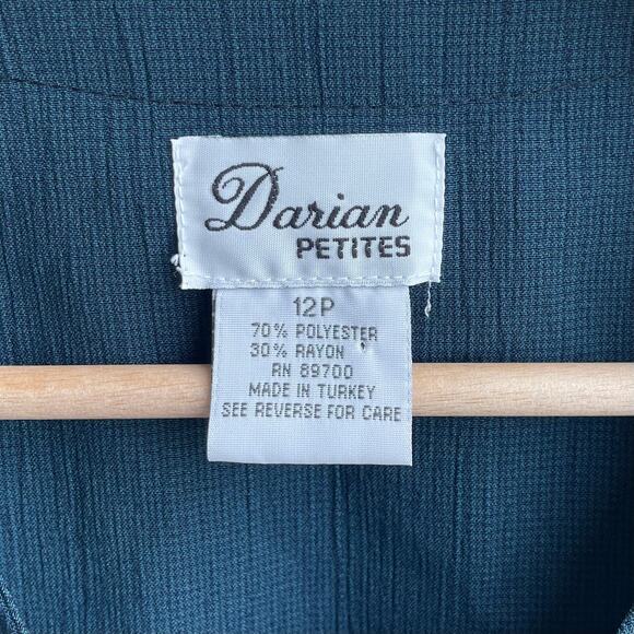 90s Vintage Teal Geometric Lightweight Shirt Jacket- Size 12P - Picture 5 of 10